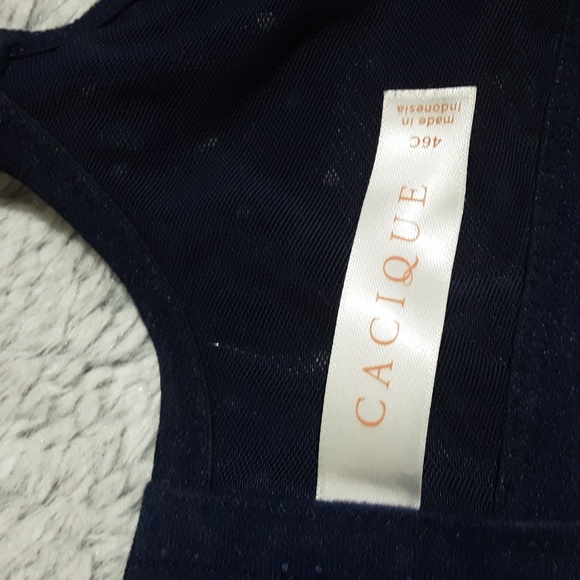 CACIQUE Size 46C Women's Navy Polka Dot Bra - Picture 2 of 10